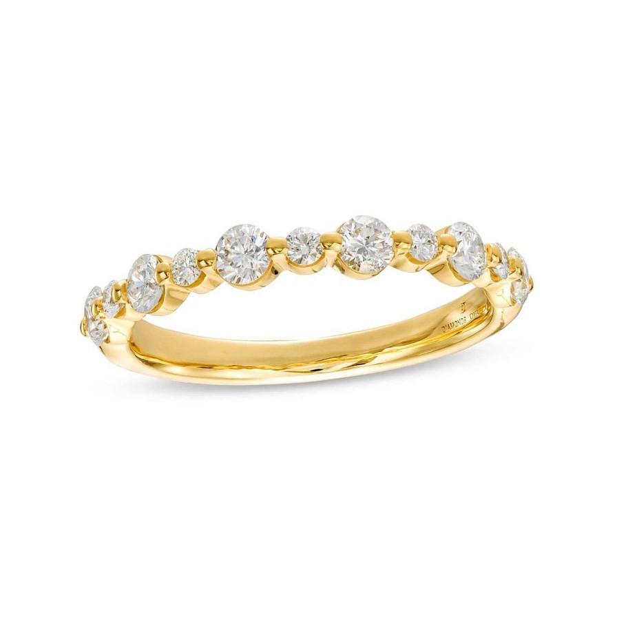 Diamonds Direct Women'S Bands | Single Prong Alternating Diamond Wedding Band By Diamonds Direct Designs Yellow Gold 14K