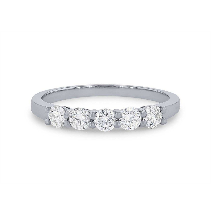 Diamonds Direct Women'S Bands | Five Stone Diamond Wedding Band By Ses Creations White Gold 14K