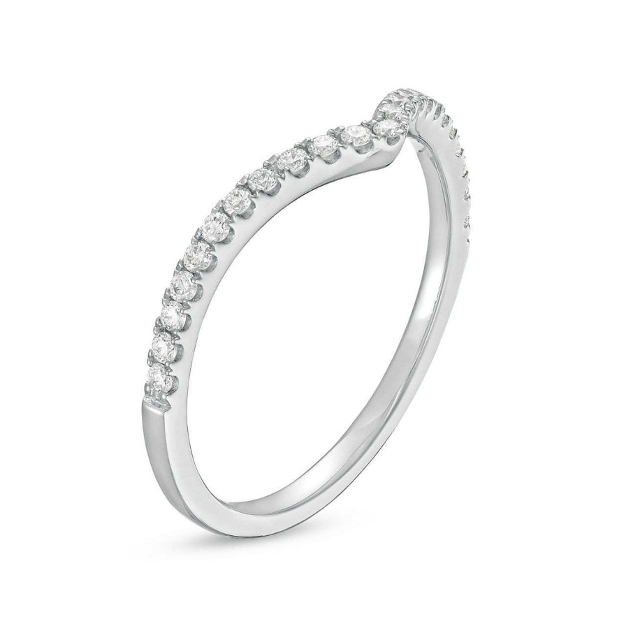 Diamonds Direct Women'S Bands | Contour Diamond Wedding Band White Gold 14K